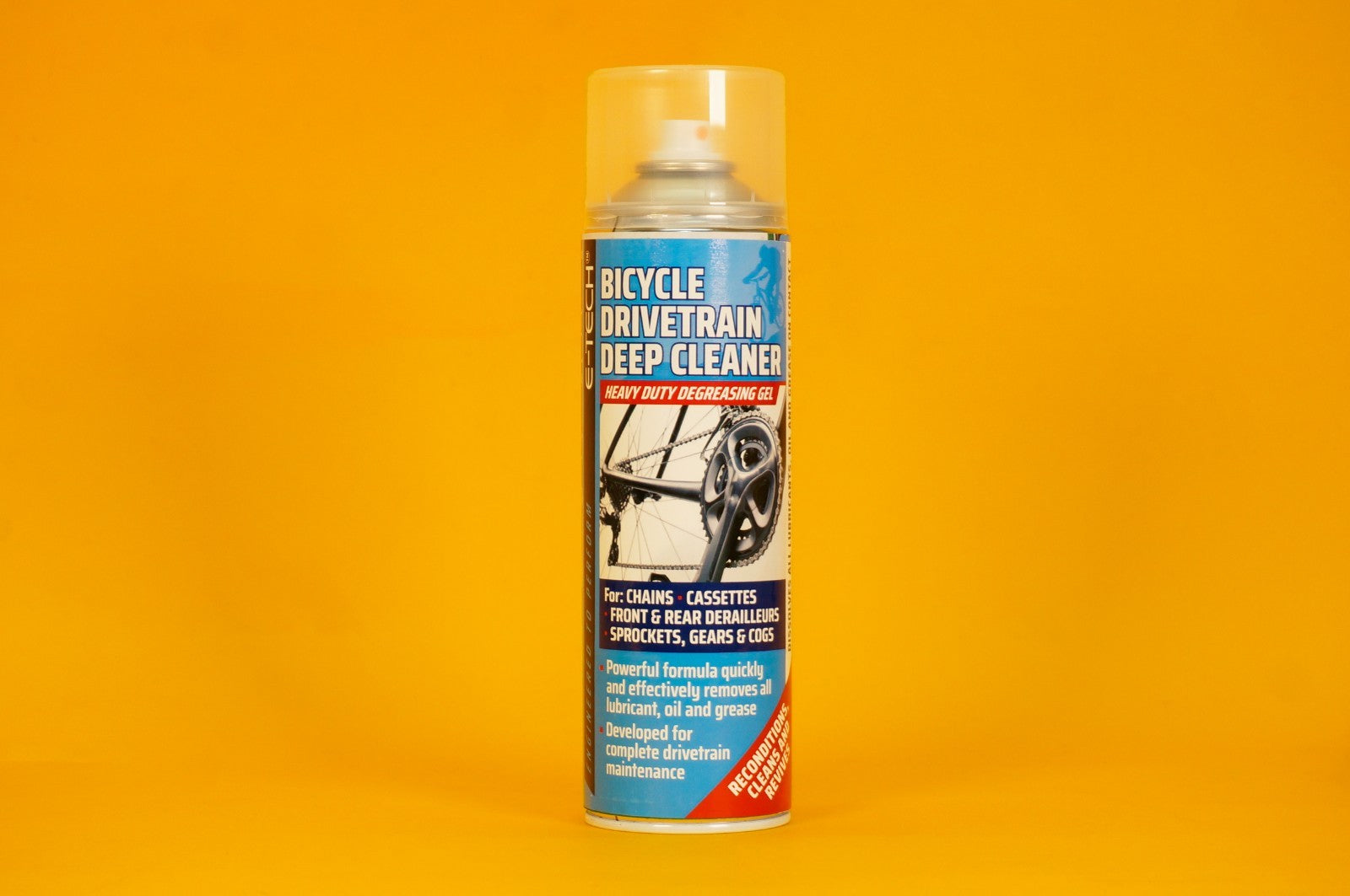 Bicycle Chain Drivetrain Cleaner E-TECH 500ml Bike Deep Fast-Acting Gel Cleaner