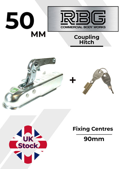 50MM COUPLING HITCH FOR 50MM DRAWBARS PRESSED STEEL, Heavy Duty Trailer Coupling
