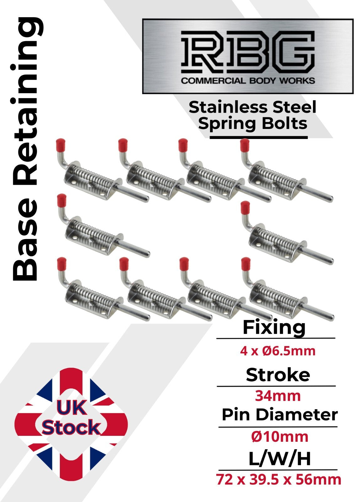 Spring Loaded Retaining Shoot Bolts - Gate Door Catch Stable Horse Box Trailer