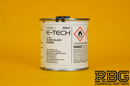 Engine Enamel BLACK Paint Gloss E-TECH High 250ml Resistant for Car Motorbike