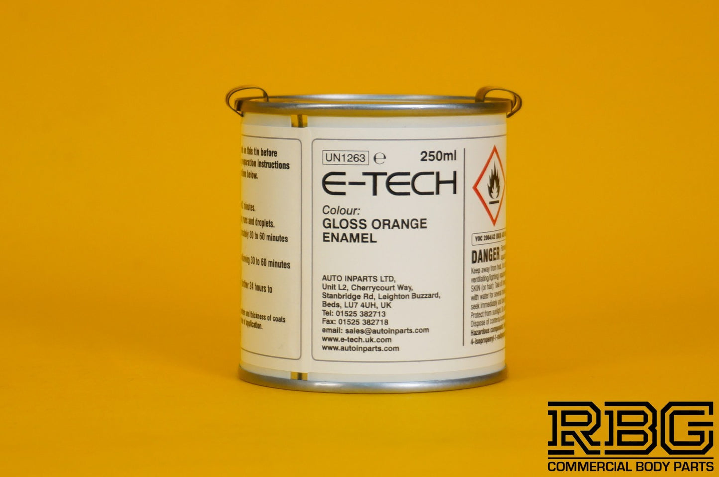 ORANGE Engine Enamel Paint Gloss E-TECH 250ml Heat Resistant for Car Motorbike