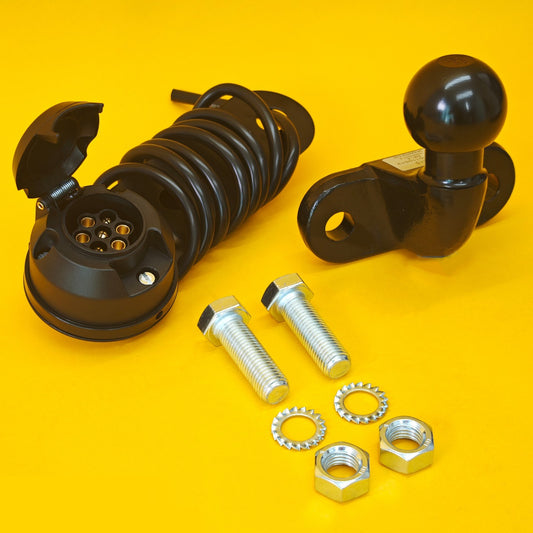 Tow Ball + Socket Assembly 12N 7 Pin 50mm Tow Hitch Black Heavy Duty Caravan UK