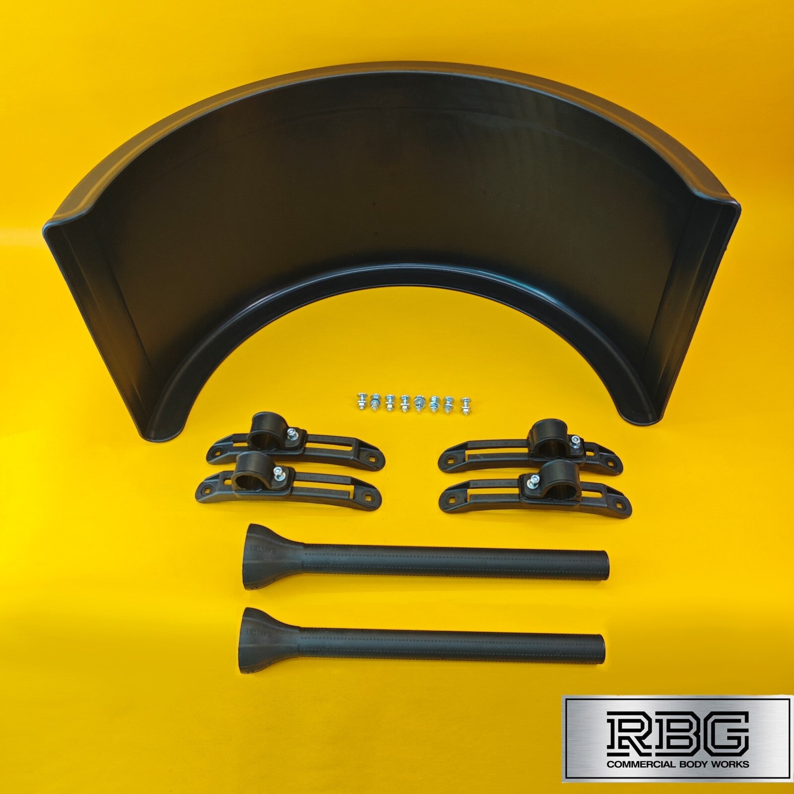 Twin Wheel Round Mudguard + Brackets & Wing Stays 860X450mm Plastic Domar Trucks
