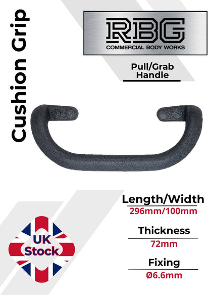 1x Large Steel Core Soft Grip Grab Pull Handle BLACK Trucks Trailers Buses...
