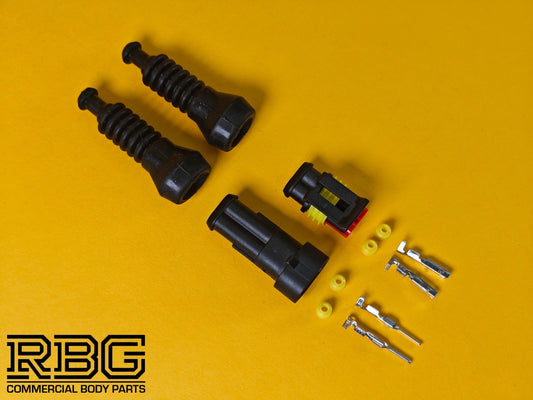 SuperSeal Connector Kit Pair 2 Pin Female/Male With Protective Boots AMP Wiring