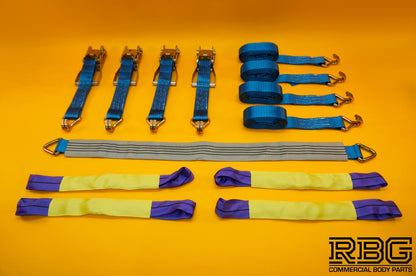 Ratchet Strap Tie Down 5Ton 4x + Axle Recovery Strap 1m x 50mm Lashing Cargo 4m