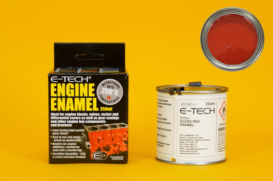 Engine Enamel Paint RED Gloss E-TECH 250ml Heat Resistant Car Vehicle Motorbike