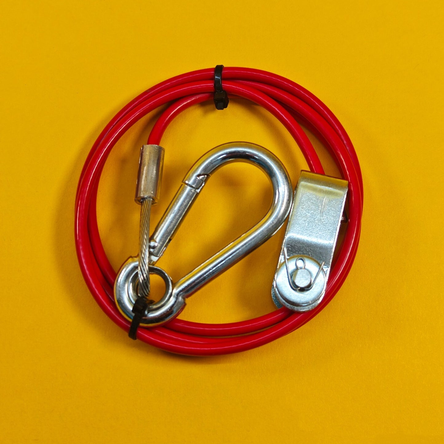 Breakaway Cable Red PVC 1m x 3mm With Carabiner & Clevis for Trailer Caravan UK