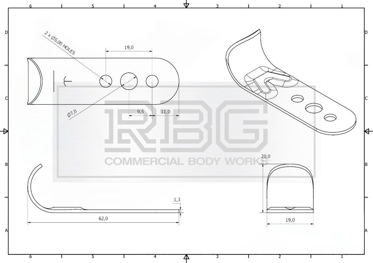 Pressed Steel Rope Hook Small Load Securing Skip Baler Commercial Vehicles