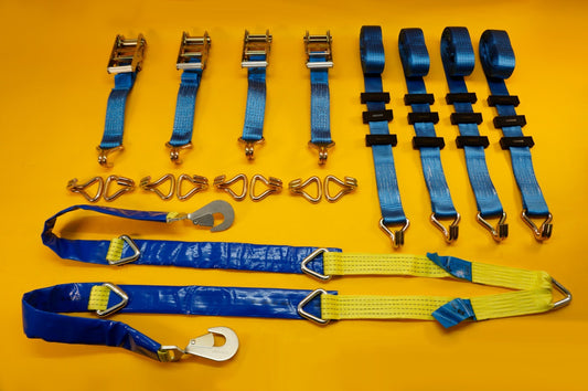 Recovery Ratchet Strap 4Pc SET 4m Over Wheel 50mm + Winching Assistance Strap