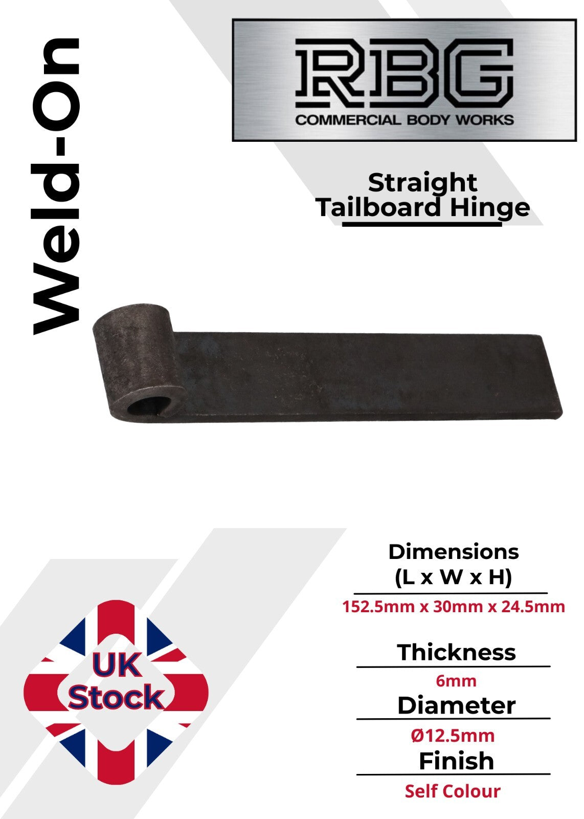 Trailer Straight Hinge Weld on Self Colour Tailgate Truck Tipper Trailer Drop