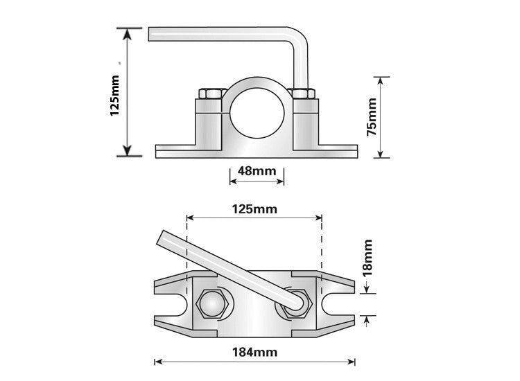 Jockey Wheel Clamp 48mm For Trailer Prop Stand Serrated Heavy Duty Zinc Plated