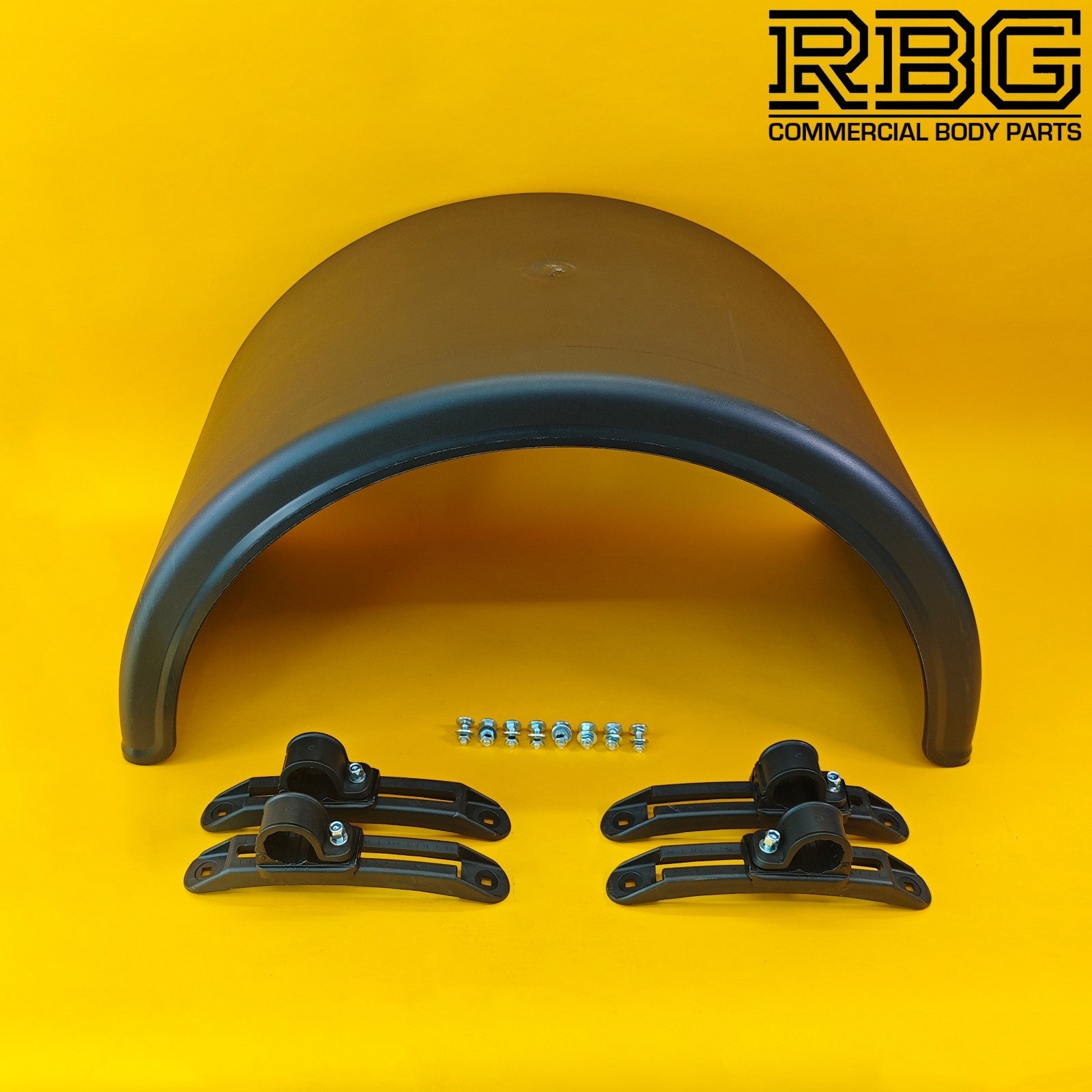 Twin Wheel Round Mudguard + Brackets with Plastic Clasps 860X450mm Domar Trucks