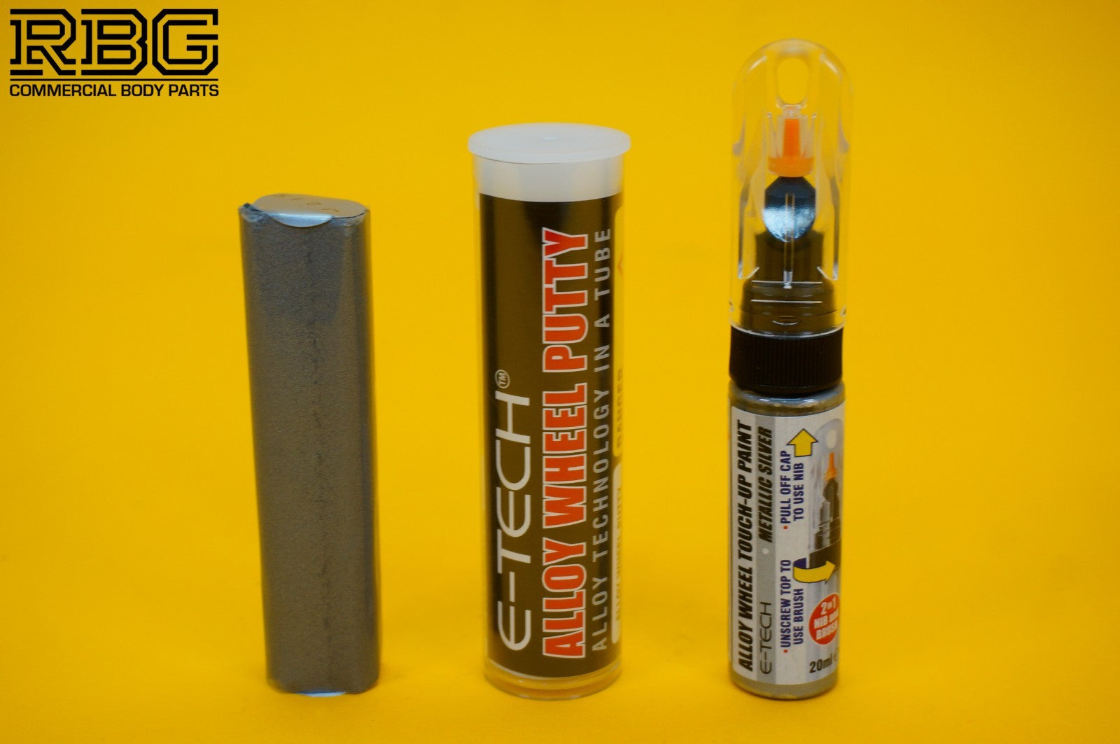 Alloy Wheel Paint Touch-Up Stick SILVER + Repair Putty Filler 10cm Tube E-TECH