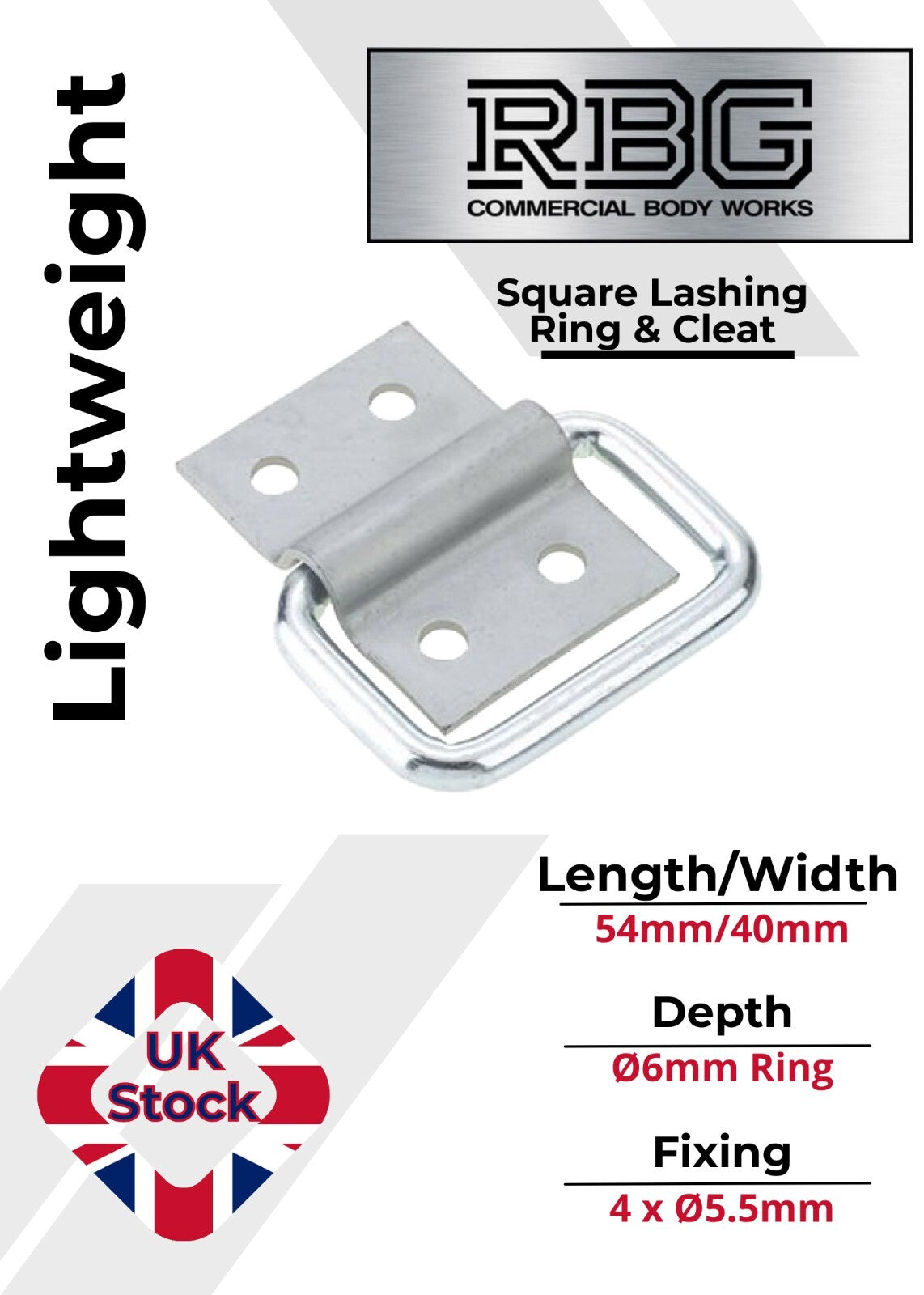 2x Square Lashing Ring & Cleat Zinc Plated for Trailer Caravan Horsebox Truck