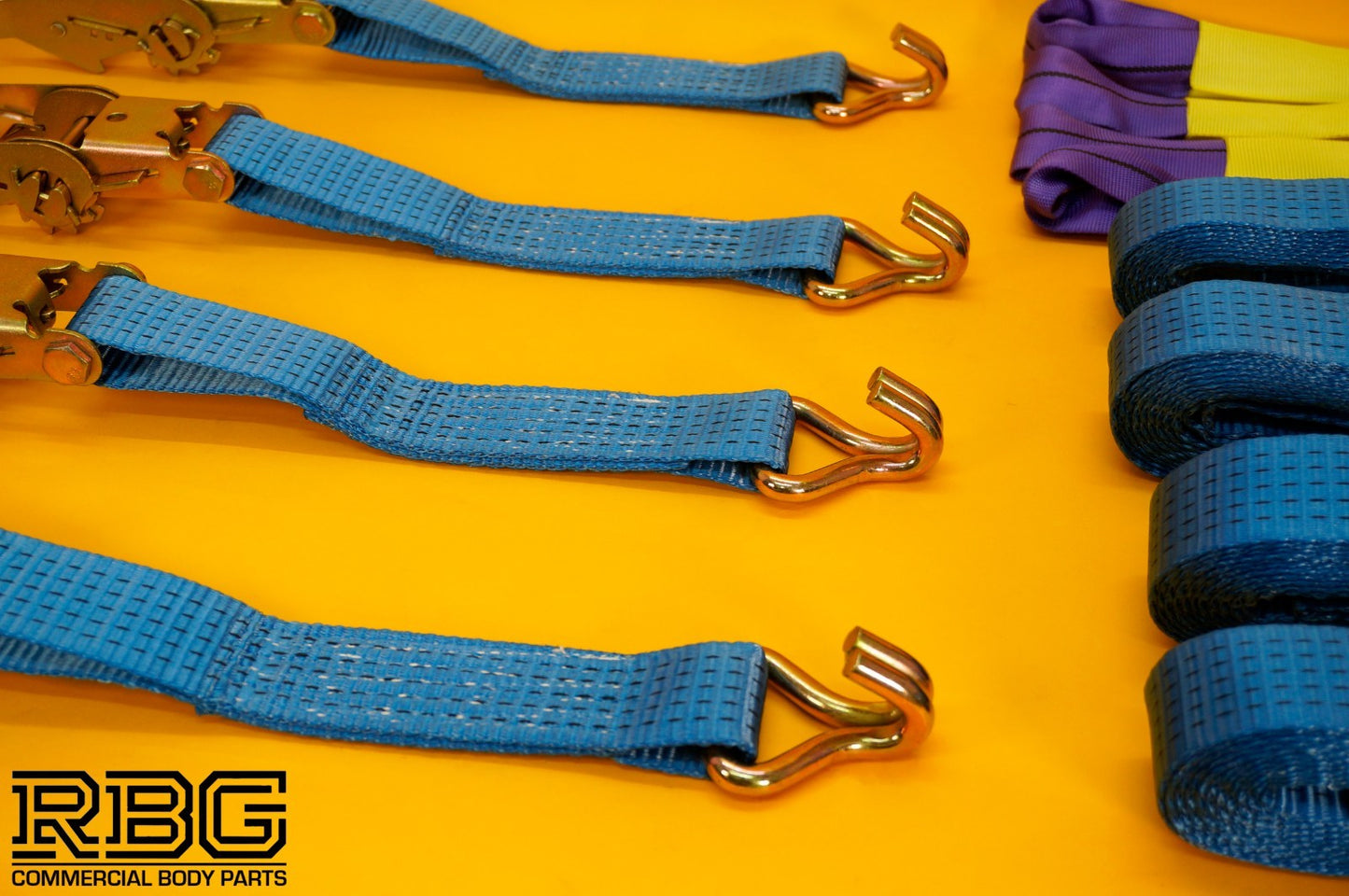 Winching Assistance Strap 1.5m x 50mm + 4x Recovery Ratchet Strap 4m x 50mm 5Ton