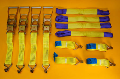 Tie Down Ratchet Strap Hi-Vis Yellow 5Ton Alloy Wheel Large Ratchet Safety 4Pcs