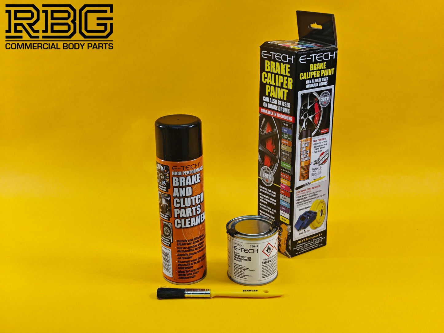 Brake Caliper Paint Kit BRITISH RACING GREEN Paint + Cleaner + Brush E-TECH UK
