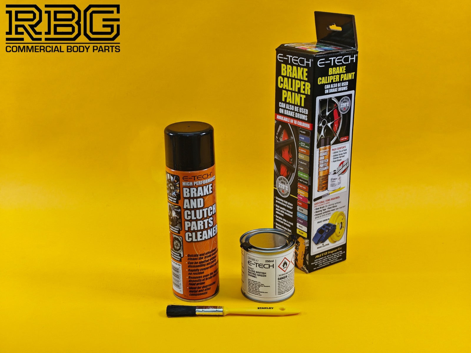 Brake Caliper Paint Kit BRITISH RACING GREEN Paint + Cleaner + Brush E-TECH UK