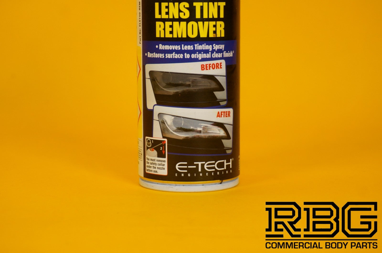 Lens Tint Remover Spray E-TECH 150ml Headlight Lens Glass Plastic Car Motorbike