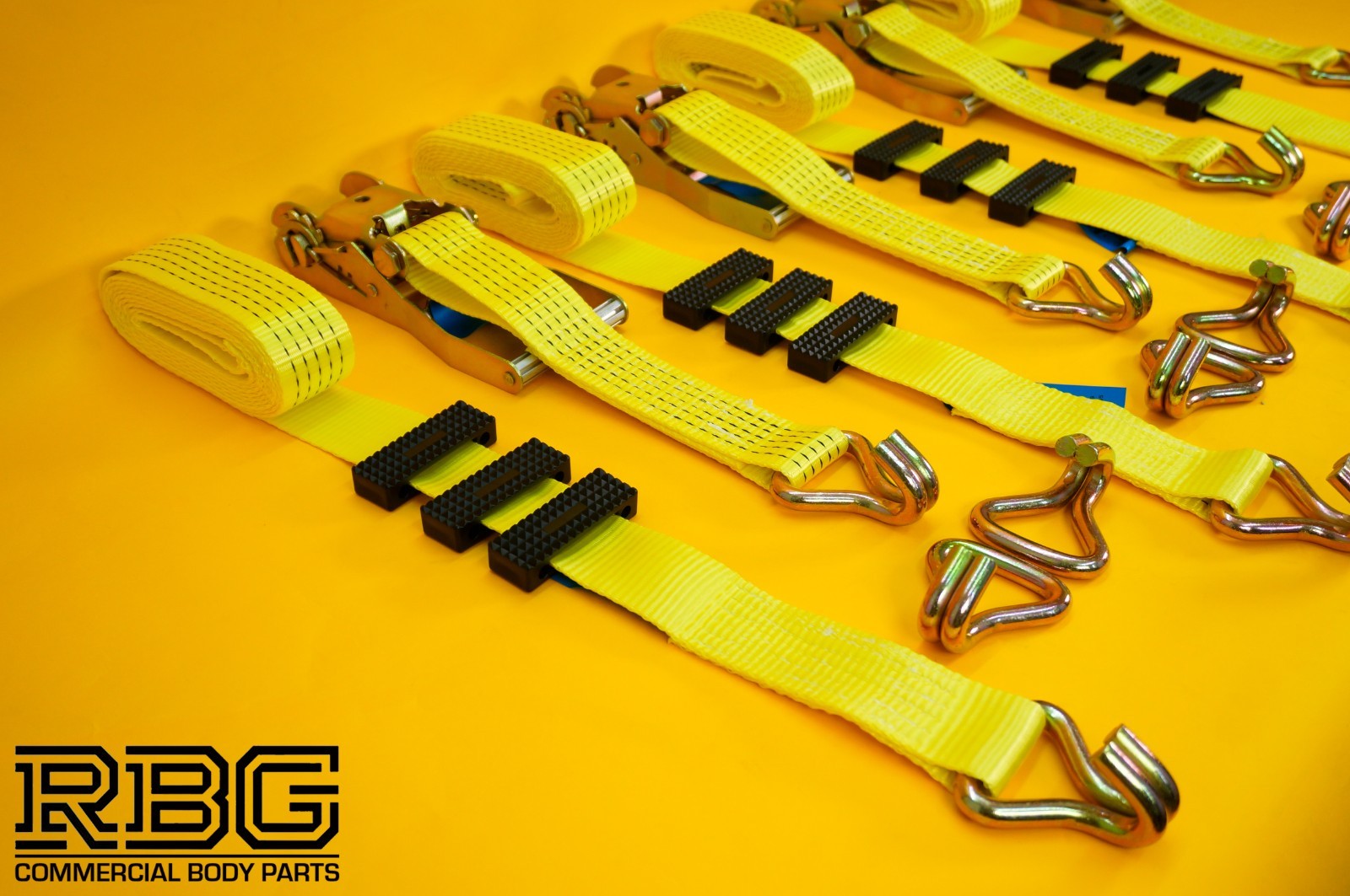 Tie Down Ratchet Strap 5Ton Over Wheel Recovery High-Visibility Yellow 4Pc SET