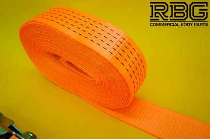 Ratchet Tie Down 50mm Strap 5ton High-Vis Orange 9m Lashing Cargo Recovery