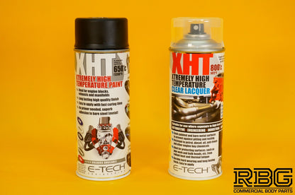 Extremely High Temperature Paint BLACK + CLEAR COAT LACQUER 400ml E-TECH XHT Car