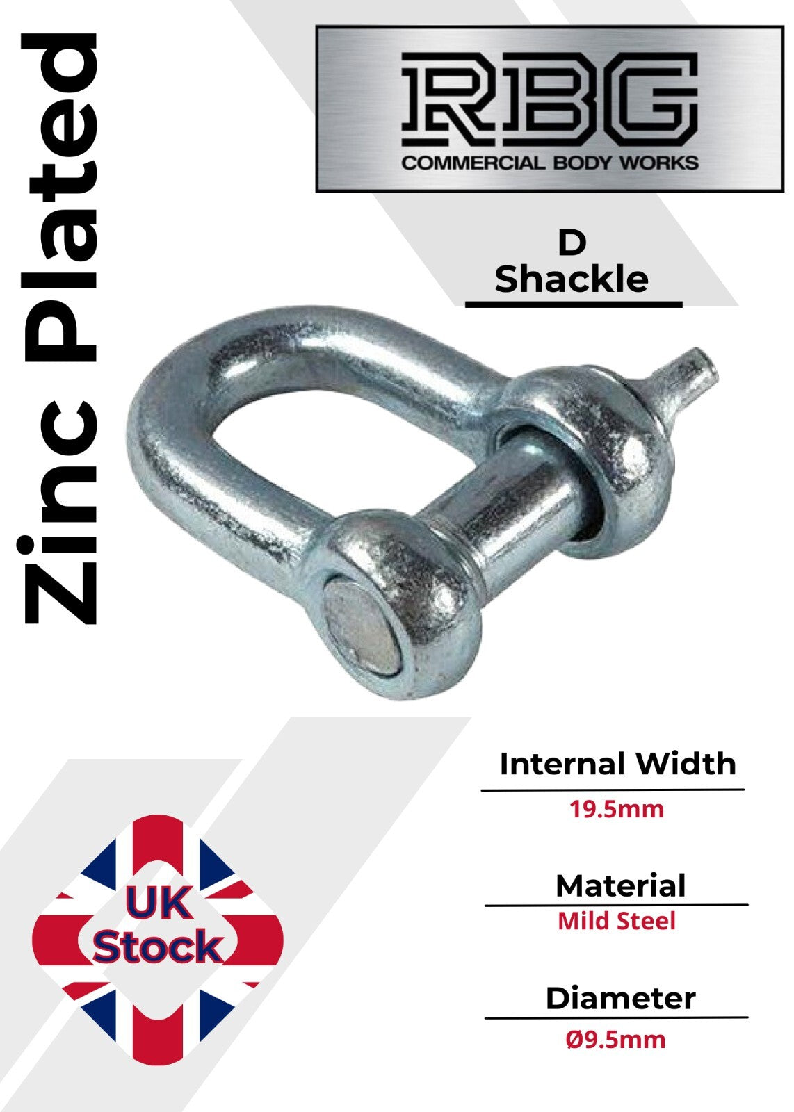 D Shackle Heavy Duty Hex Flush Pin Dee Shackle 19.5mm - 26mm Load Securing