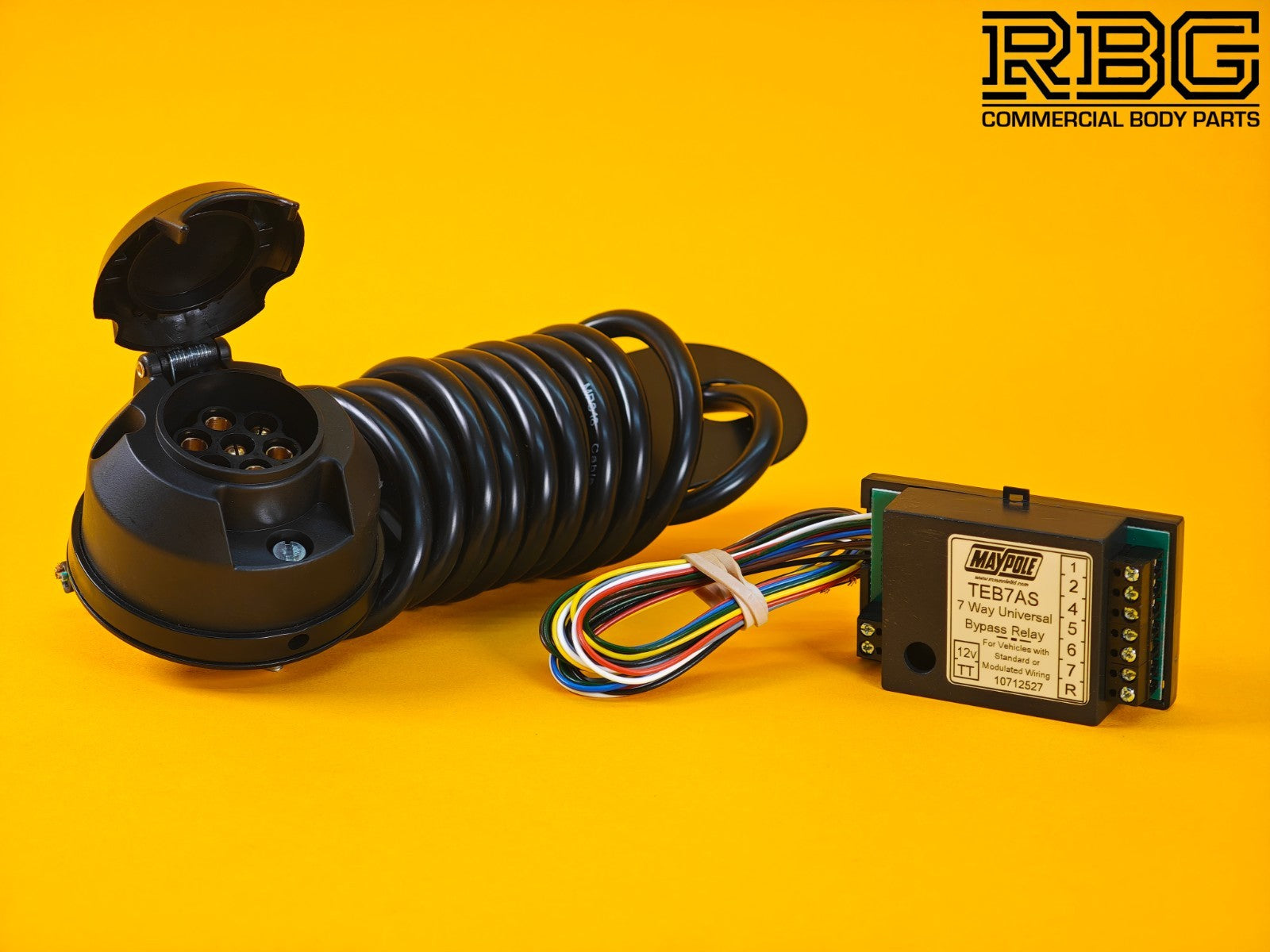 7 Way Bypass Relay + 7 Pin Socket Assembly 12N 2m Wire Towing Trailer Caravan