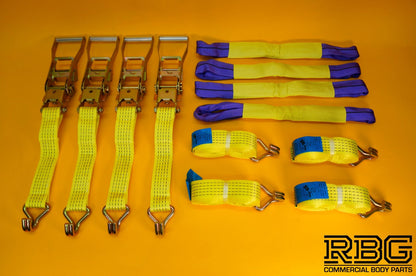 Tie Down Ratchet Strap Hi-Vis Yellow 5Ton Alloy Wheel Large Ratchet Safety 4Pcs