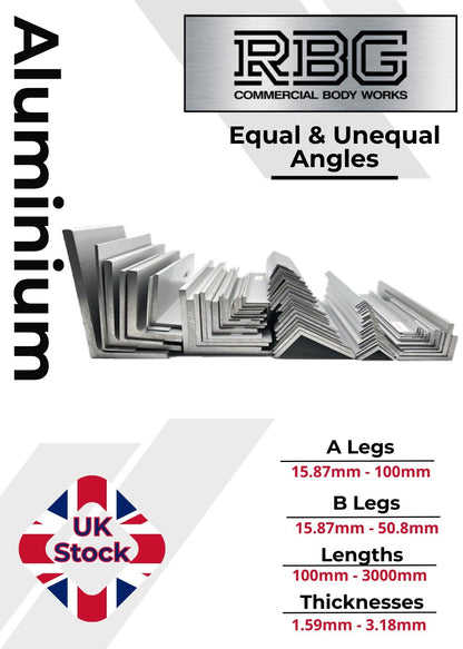 ALUMINIUM ANGLE Equal & Unequal Angles All Sizes & Thickness Free UK Delivery
