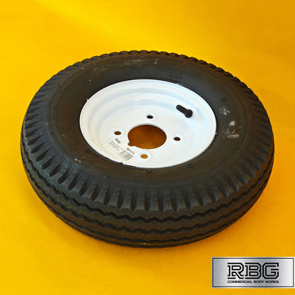 Wheel & Tyre 400x8 Inch for Trailers 4 Ply 4 Studs 4″ PCD White Diameter 8″ UK