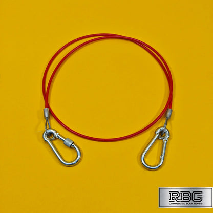 Breakaway Cable Red PVC 1m x 2mm for Trailer Caravan Carabiner Brake Cable UK