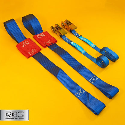 Strap Kit Motorcycle Ratchet Tie Down 25mm 2.1m Blue Trailer Handlebar Lashing