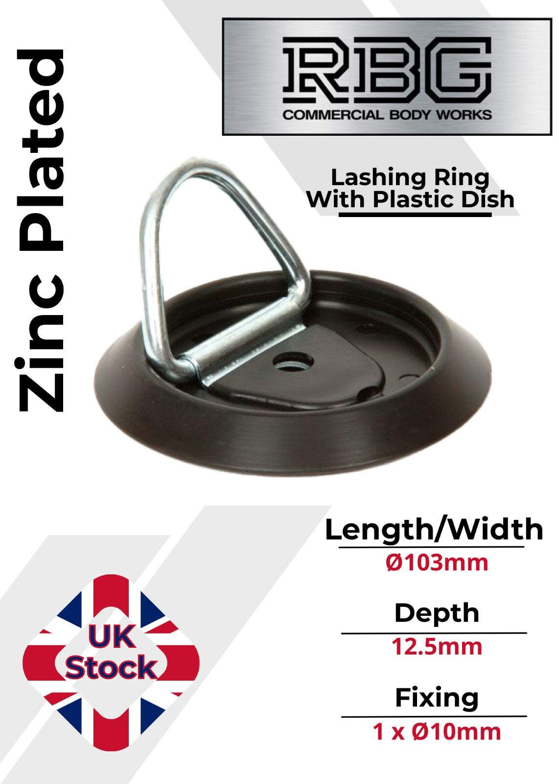1x Tie Down Lashing Ring & Base Dish, Zinc Plated  Trucks Trailers Horsebox