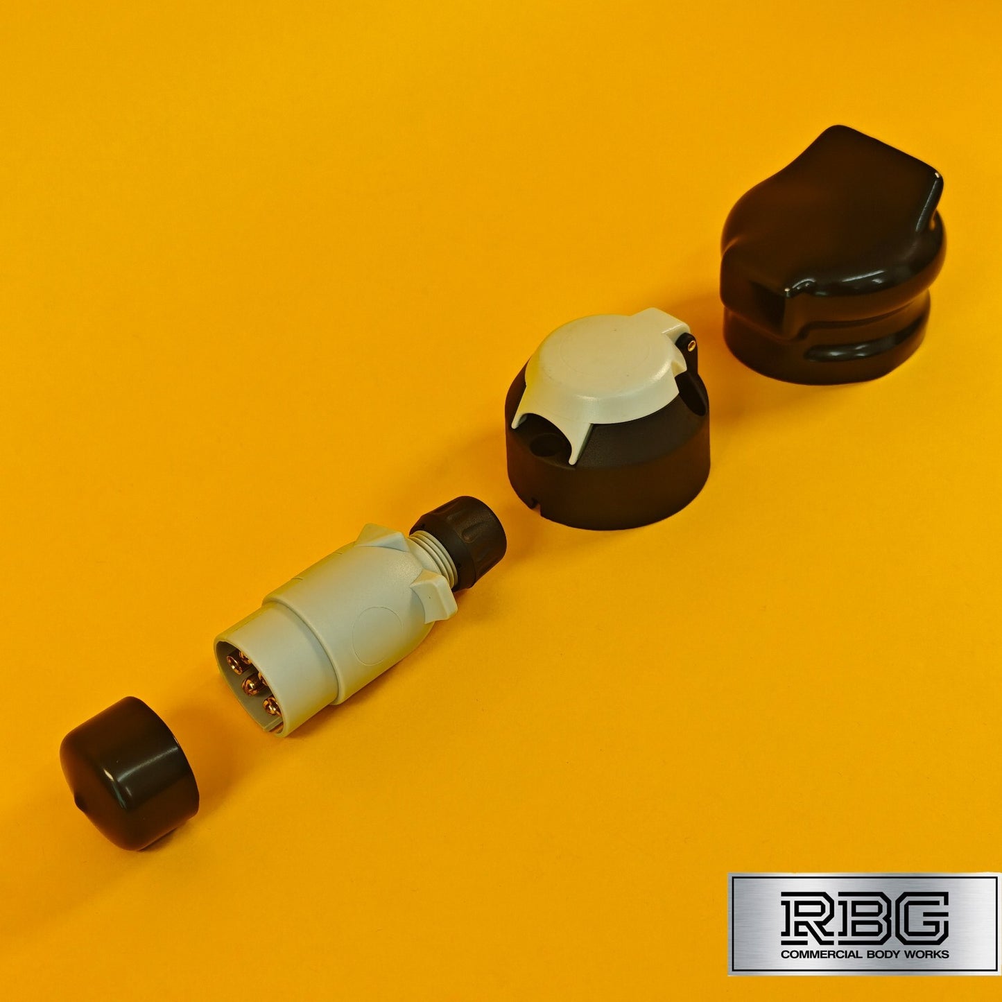 7 Pin Socket & Plug + PVC Socket & Plug Covers SET 12S Type For Trailer Towing