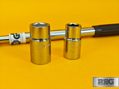 Extendable Wheel Nut Wrench 2 Reversible Sockets 17mm 19mm 21mm 23mm Power Bar