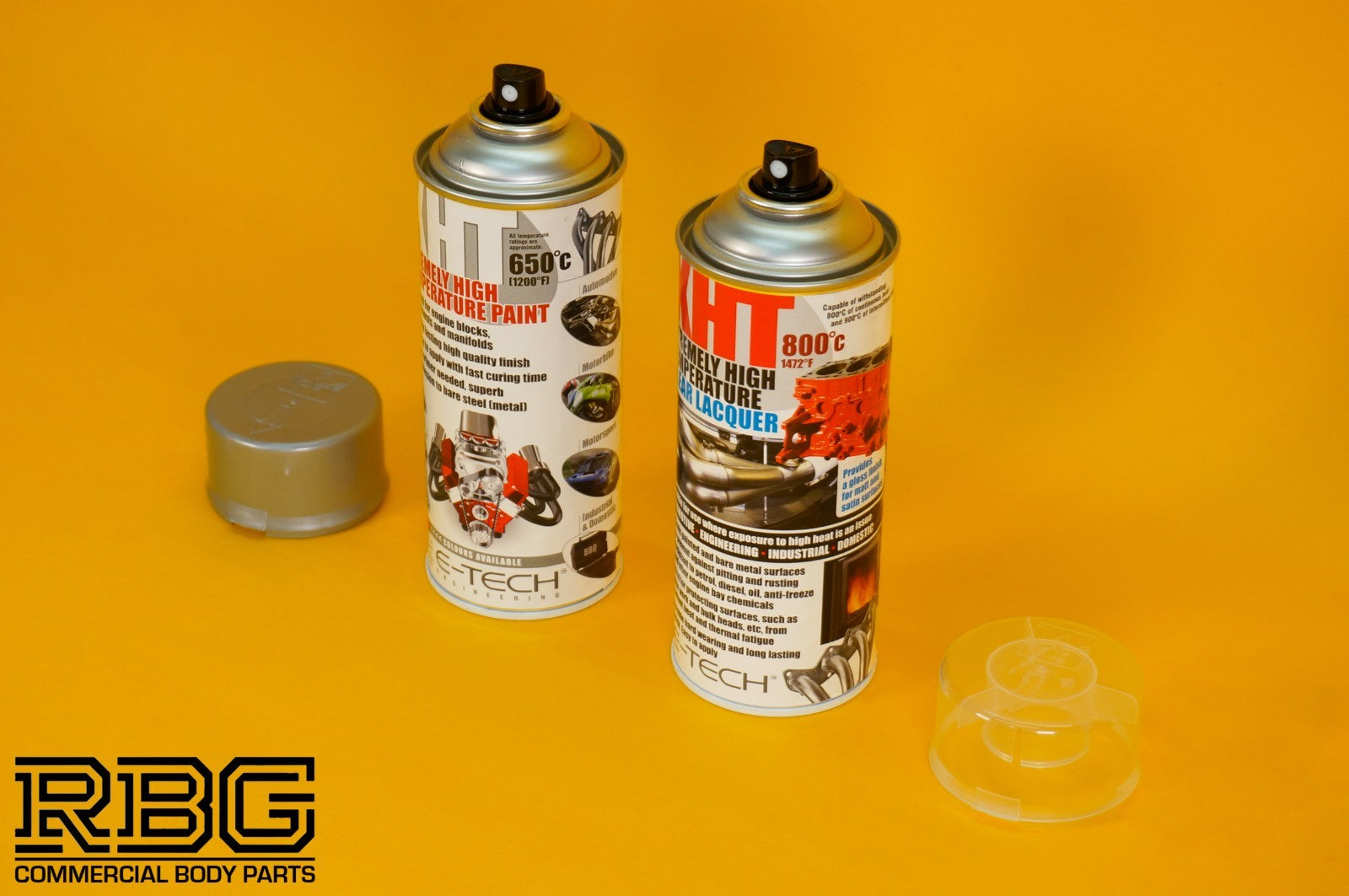 Extremely High Temperature Paint SILVER + CLEAR COAT LACQUER 400ml E-TECH XHT UK