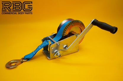 Manual Hand Winch 3500lb + Strap 10m & Hook Trailer Caravan Boat Winch Marine