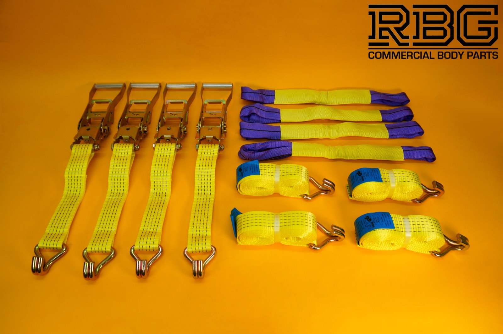 Tie Down Ratchet Strap Hi-Vis Yellow 5Ton Alloy Wheel Large Ratchet Safety 4Pcs