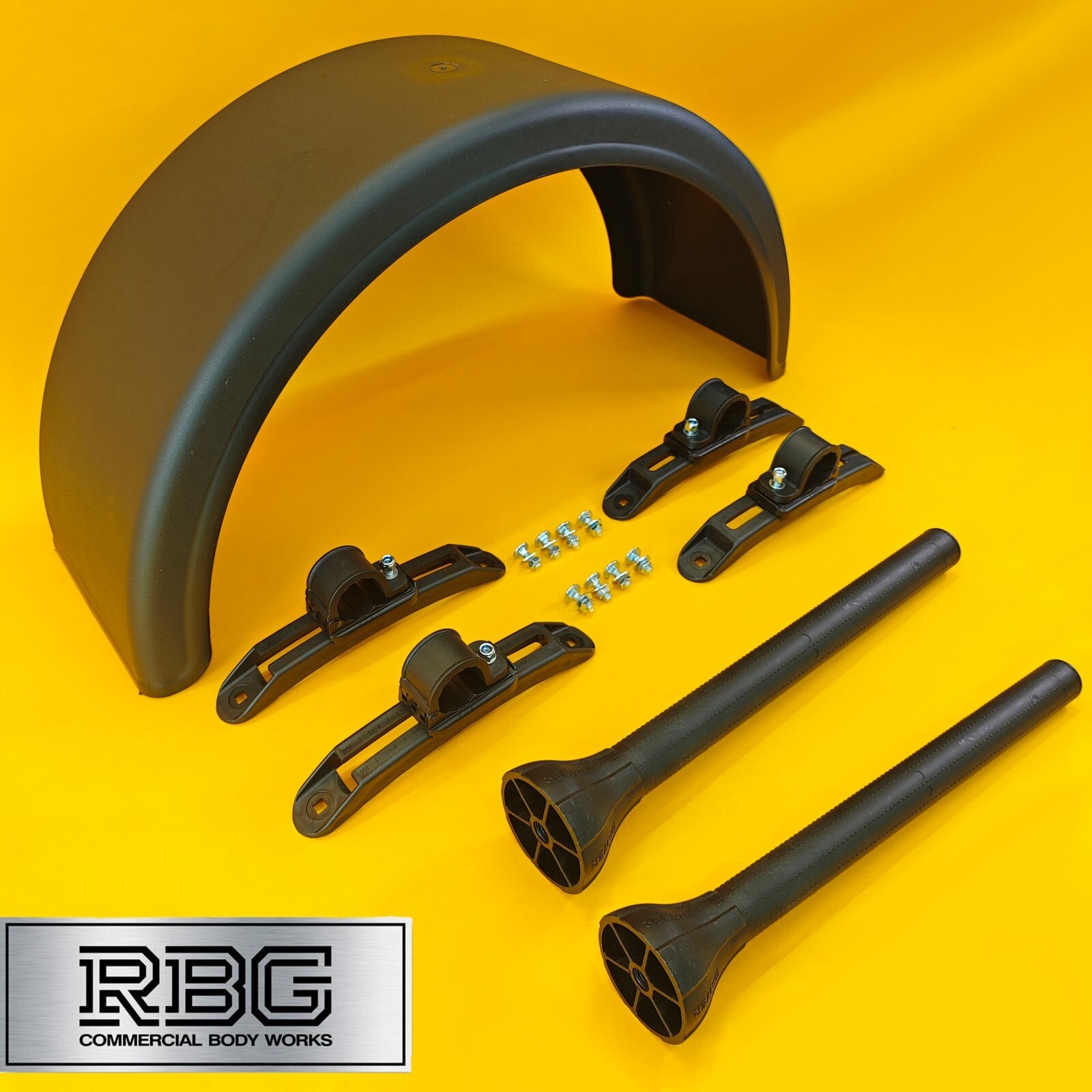Single Wheel Round Mudguard + Brackets & Wing Stays 840x270mm Domar Truck