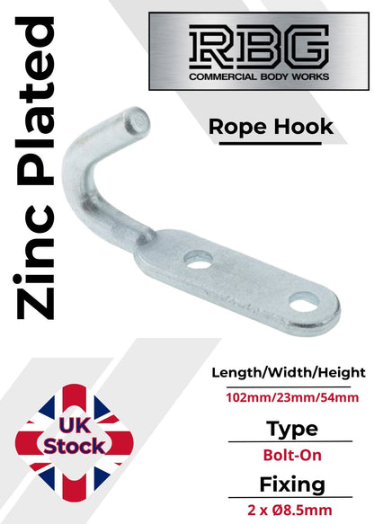 Tailboard Rope Hooks Small Zinc Plated Trailers Vans Truck Dropside Bolt On 1Pc