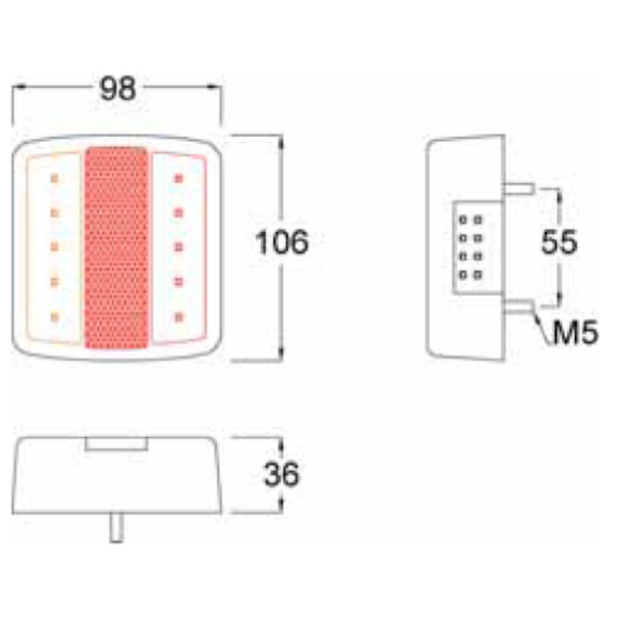 LED Square Combination Lamp for Trailer Caravan Truck Rear 12V Light 4 Function