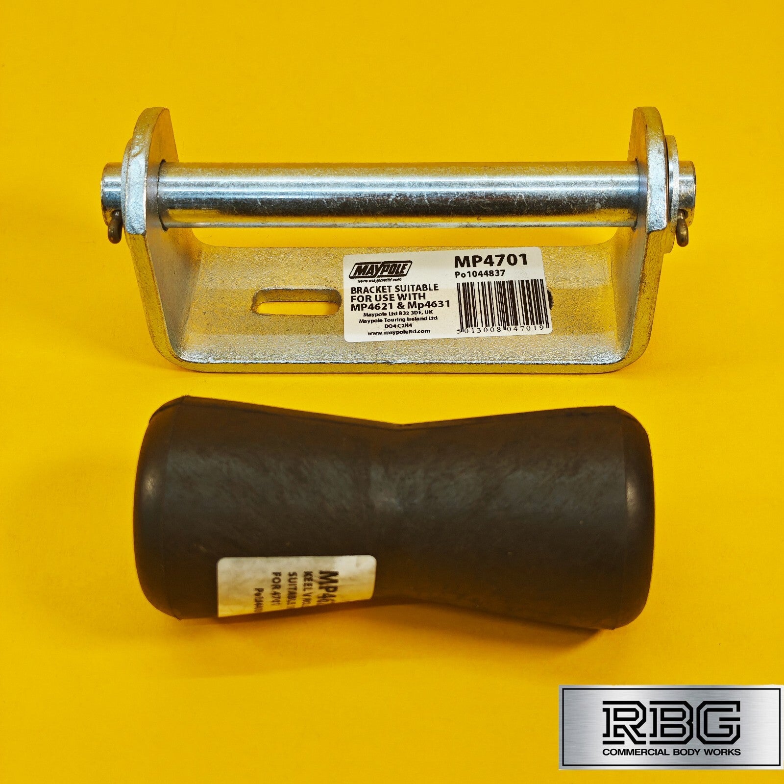 Keel Roller + Bracket 19mm Bore for Boat Trailers Non-Marking Polyurethane UK