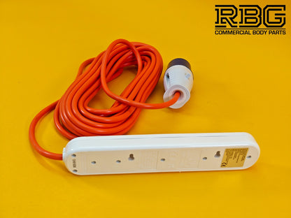Camping 4 Way Extension Lead 10m Orange Cable 4 Gang 13A Power Sockets Caravan