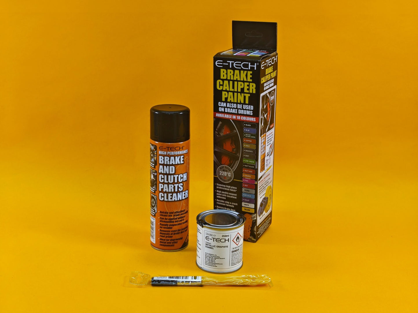 Brake Caliper Paint Kit GRAPHITE, Paint + Cleaner + Brush E-TECH For Car Vehicle