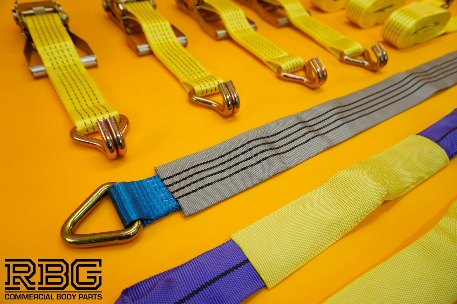 4x Tie Down Ratchet Strap 4m x 50mm 5Ton + Axle Recovery Strap 1m x 50mm Lashing