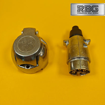 Aluminium Socket + Plug 7 Pin 12N Type For Trailer Caravan Towing 12V Towbar
