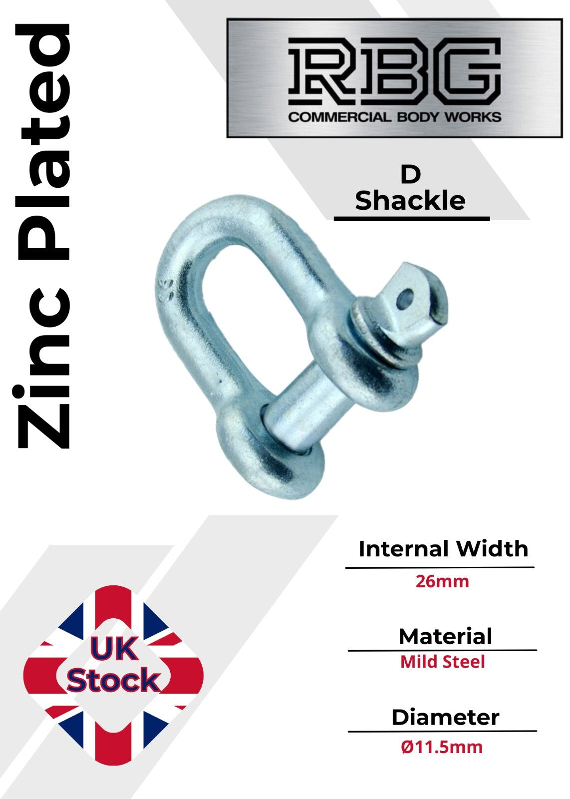 D Shackle Heavy Duty Hex Flush Pin Dee Shackle 19.5mm - 26mm Load Securing