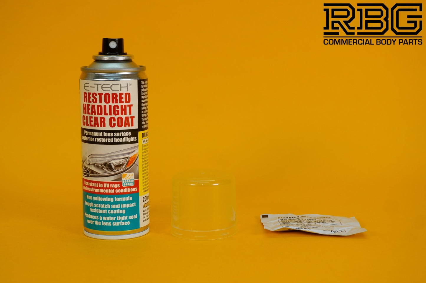 Restored Headlight Lacquer Spray Clear Coat E-TECH 200ml Headlamp Protect Sealer